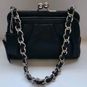 Coach Black Clutch with Silver Chain